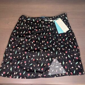 Shore Tipsy Mini Slit Skort with cocktail print size XS